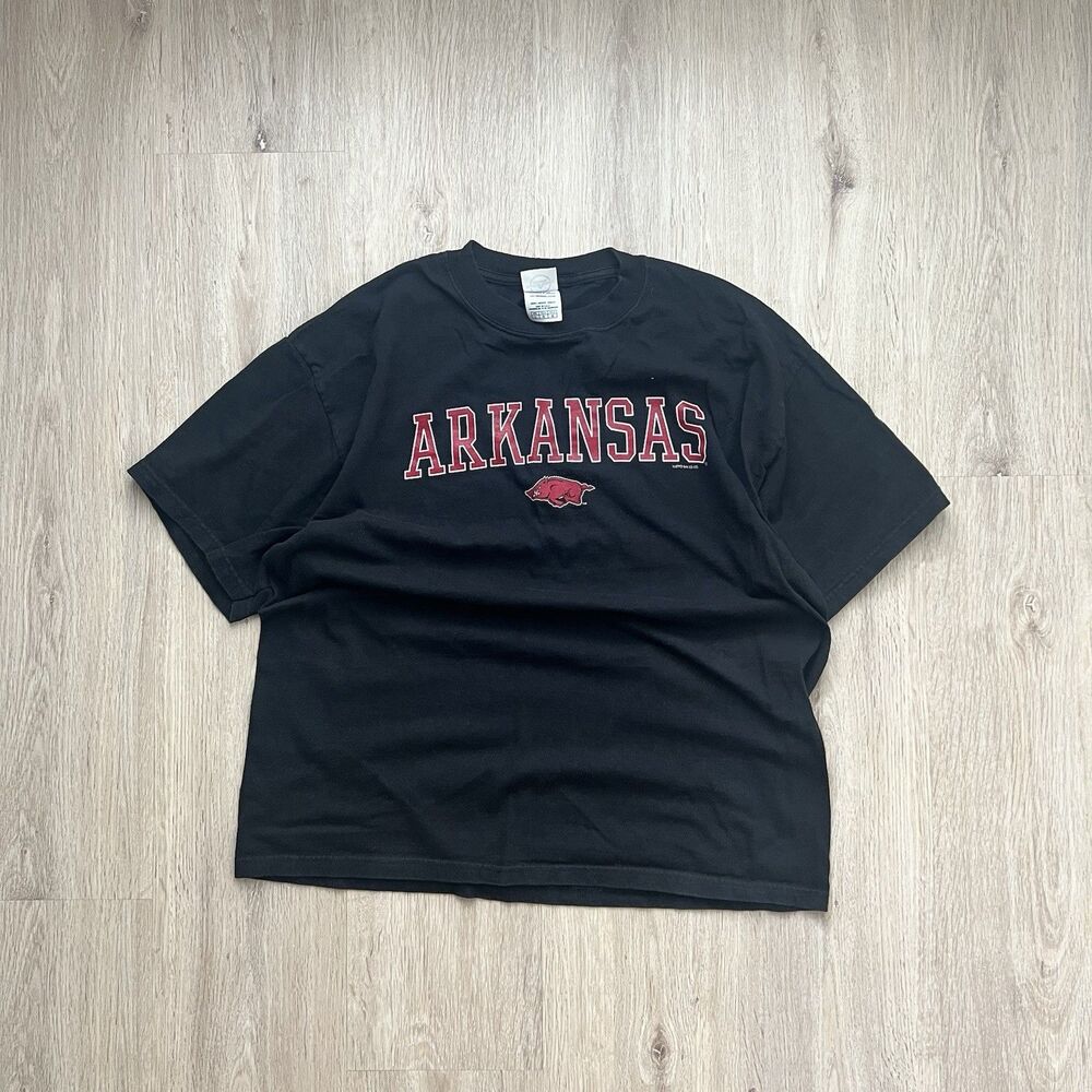 Vintage University Of Arkansas Razorbacks T-Shirt L NCAA Big Face Logo VTG